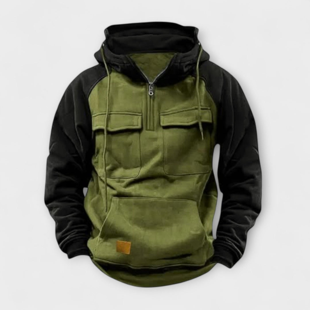 Duke | Casual Hoodie with Pockets and Half Zip