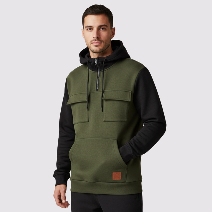 Duke | Casual Hoodie with Pockets and Half Zip